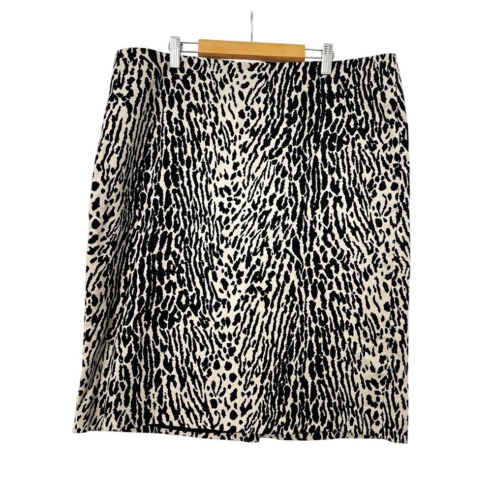 Talbots Skirt Womens 16 Animal Print Pencil Cotton Stretch Lined Knee Length